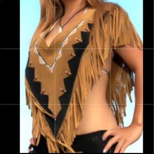 Genuine Cowhide Leather Hand made Fringe Vest.